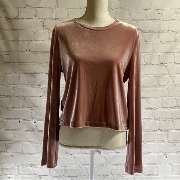 DREW Tops - NWT! Drew Velvet Pink Long Sleeve Crop Top